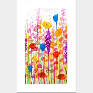 Summer meadow watercolor painting Posters and Art